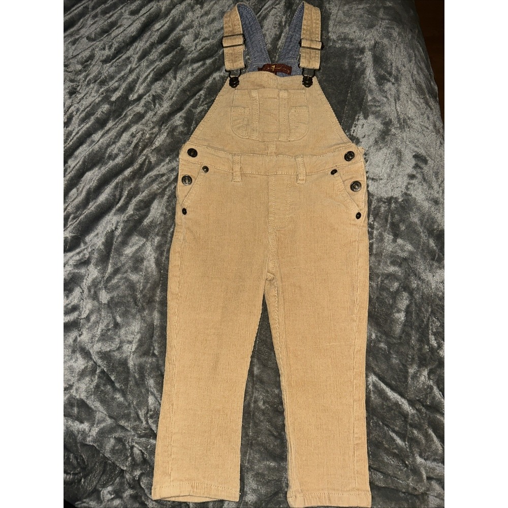 7 For All Mankind Baby Toddler Corduroy Overalls Beige Tan 18M Adjustable Straps